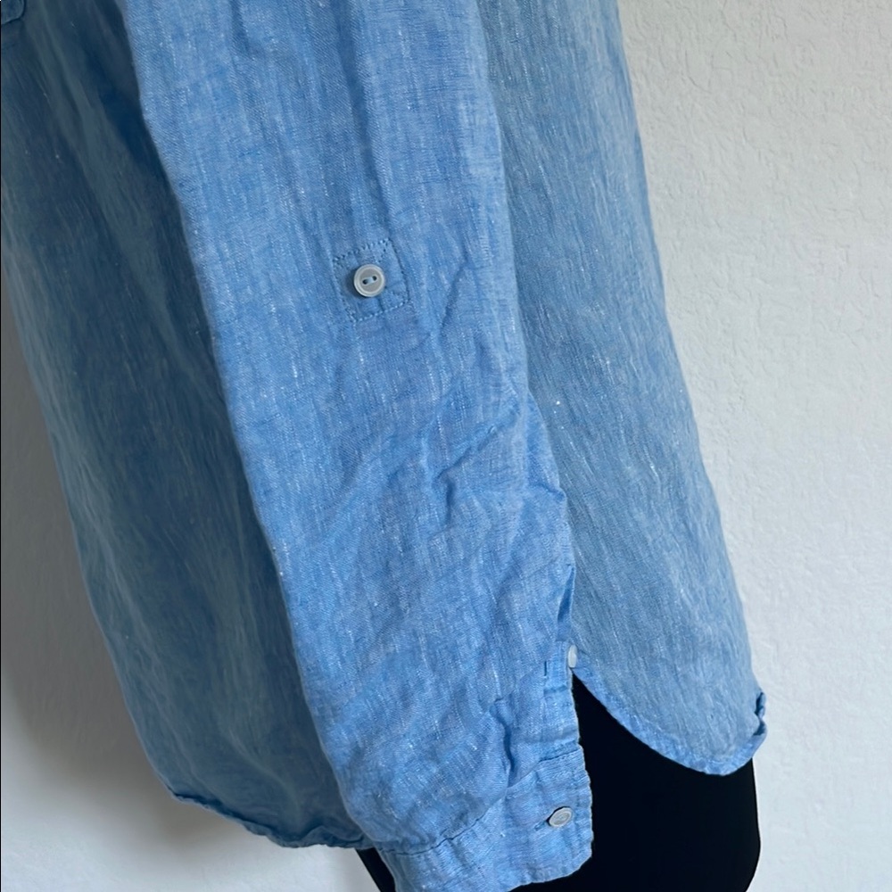 Talbots Sky Blue Linen Blouse - Picture 5 of 14